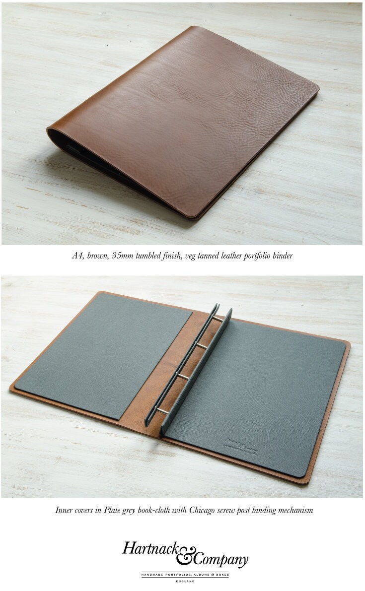 Brown Leather Portfolio Book Any Size, Portrait or Landscape Ideal