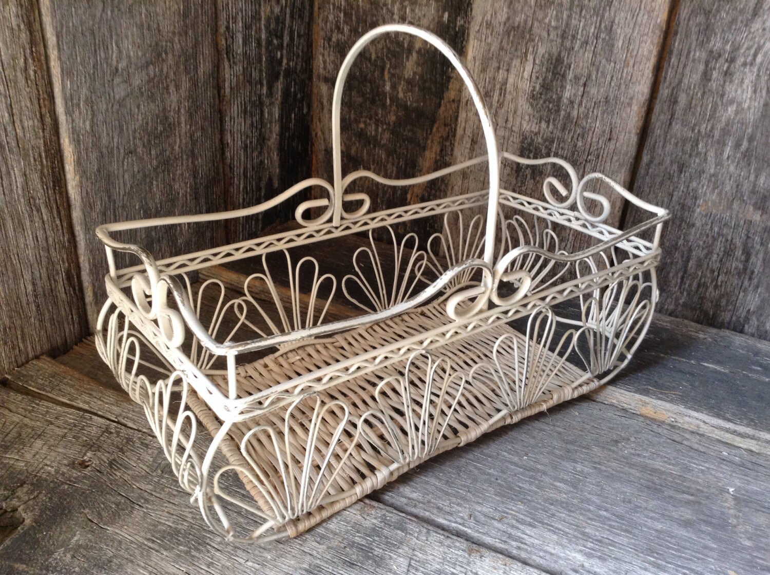 132 Basket Wedding Metal Flower Girl Basket Catch by ASHABBYCAT