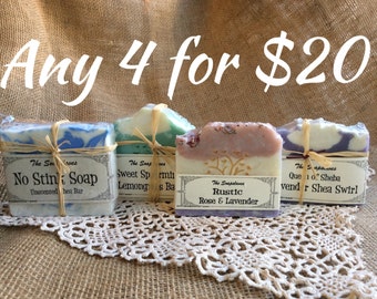Select Four Bars of Natural Soap - Your Choice for Twenty Dollars