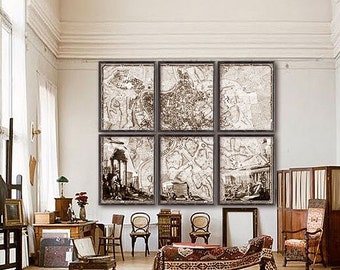 Map of Rome 1748 Large baroque map of Rome and Vatican in 7 sizes up to 108x86" (270x220cm) in 1 or 6 parts - Limited Edition - Print 60