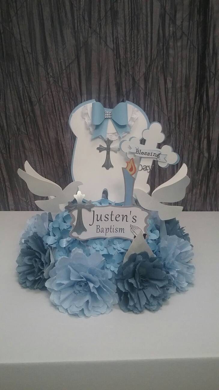 Baptism centerpiece boy's Baptism centerpiece by UniqueandGlitzy