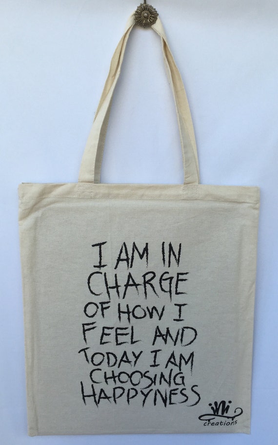Inspirational Quote Tote Bag. Happyness Inspirational Tote