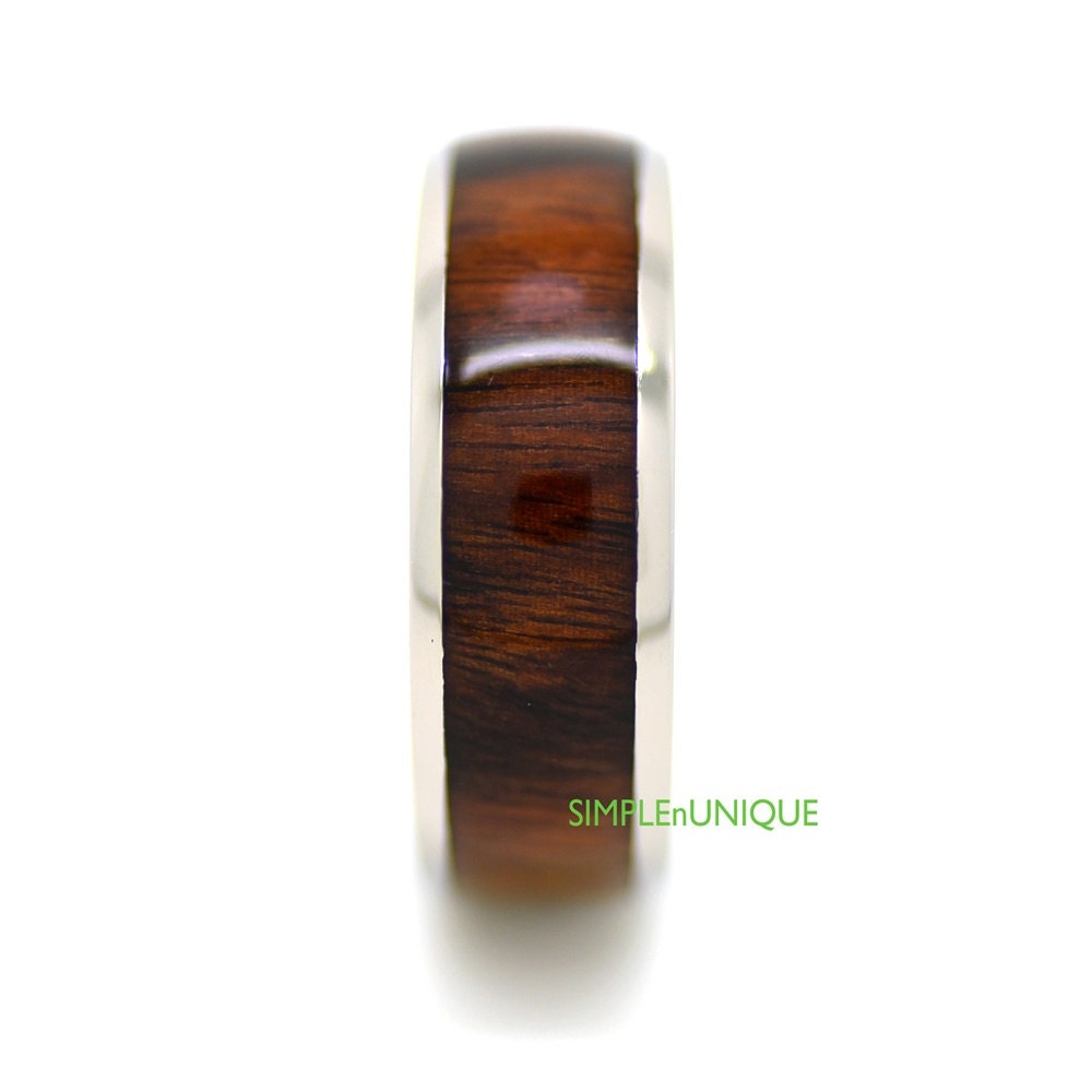 Wood Rings Wood Inlay Wedding Band Titanium Wedding Band