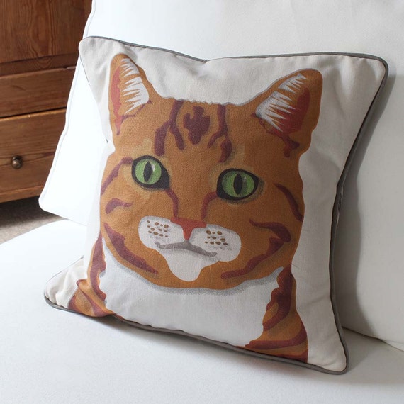 Marmalade ginger cat cushion pillow vintage style design