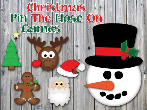 Christmas Party Game Printable Christmas Pin The Nose On