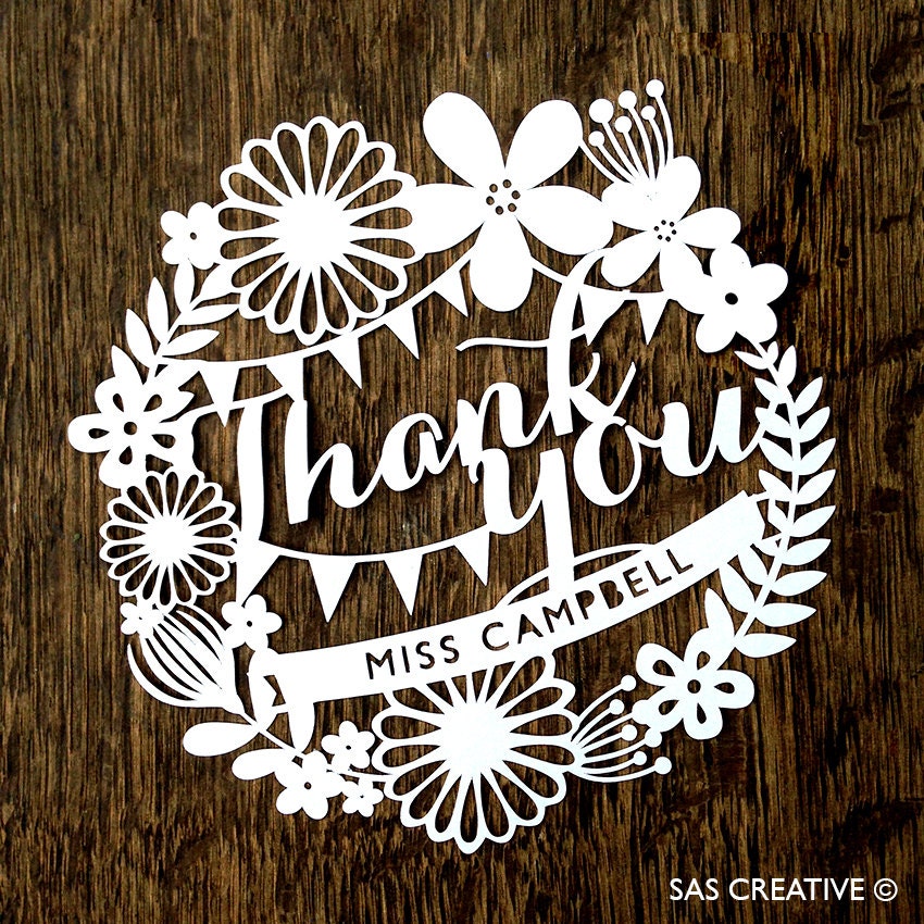 Download Personalised Papercut Template Thank You Card PDF Jpeg SVG