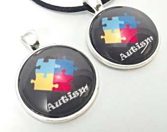 Autism awareness necklace, puzzle piece necklace, autism jewelry, autism mom, teacher gift, autism gifts, gift for her, gift for him,