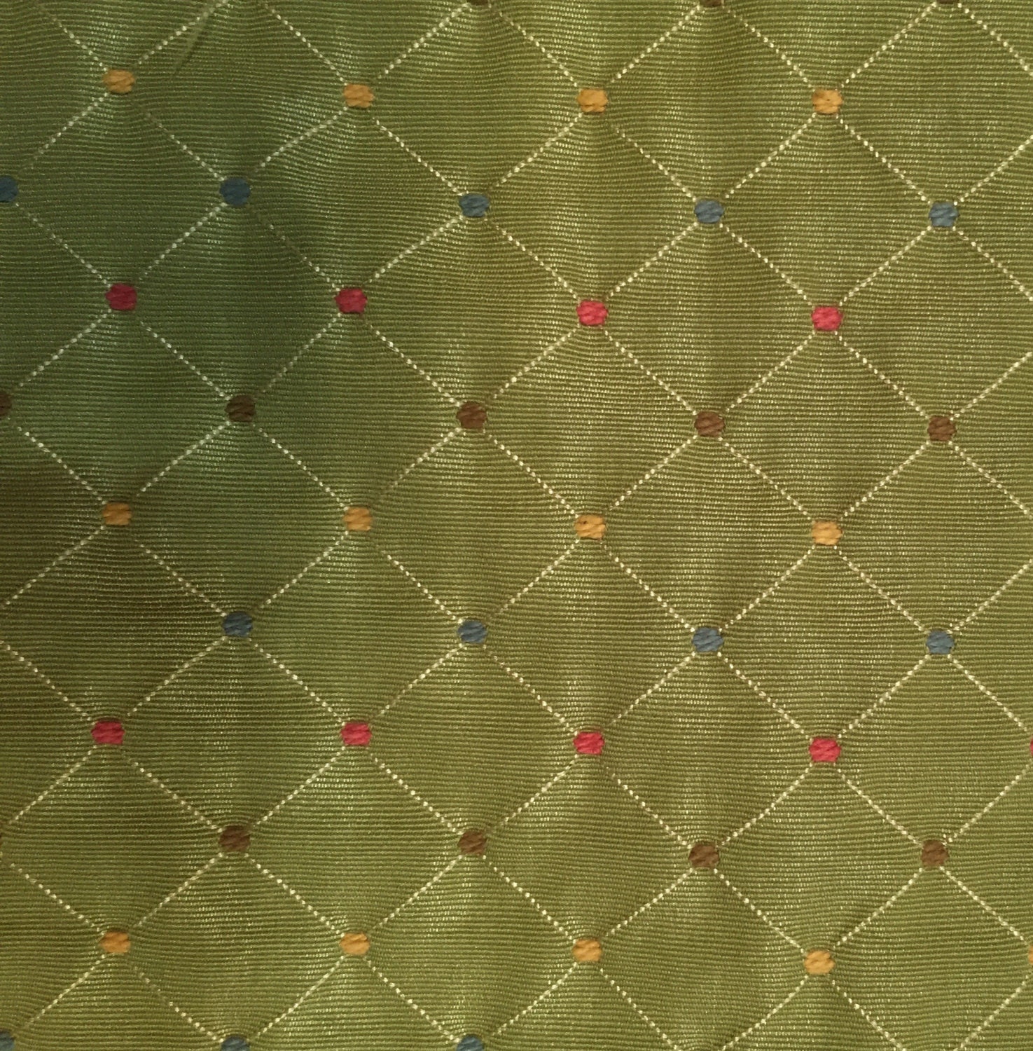 Green Diamond Multidot Quilted Upholstery Fabric by the Yard