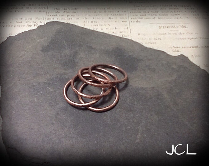 Stackable copper ring bands (set of 5)