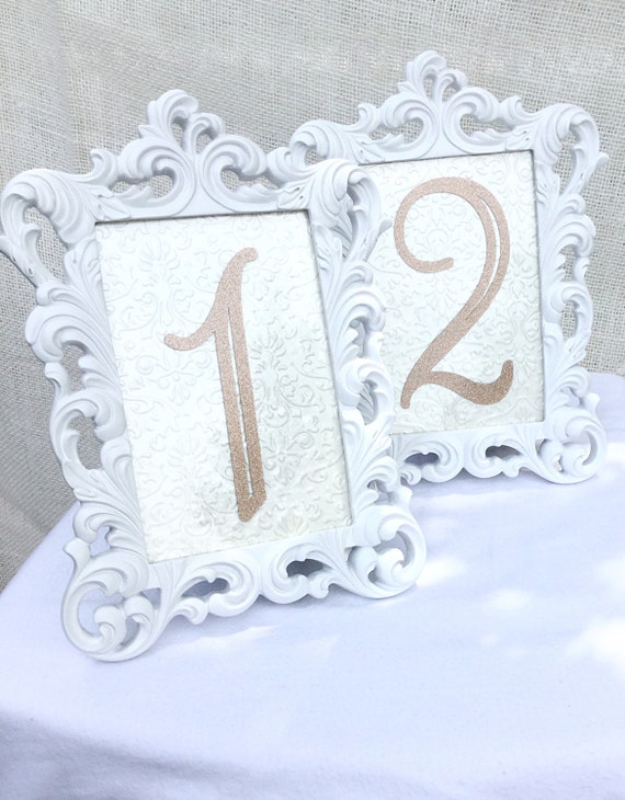 Set of 10 White Table number frames 4 x 6 by