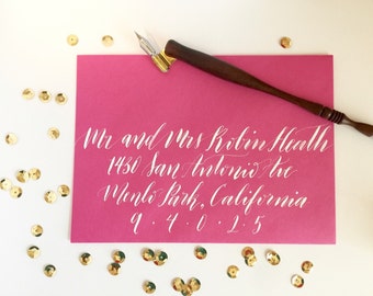 Wedding Calligraphy Envelope Addressing / Hand lettered / Custom Wedding Address "Monica" Style