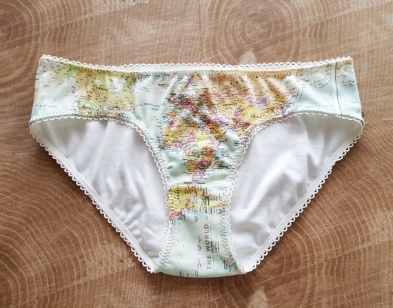 World Map Traveler Bikini-Style Panties by QueenofSuburbia on Etsy