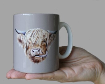 Scottish Highland Cow Ceramic Art Mug