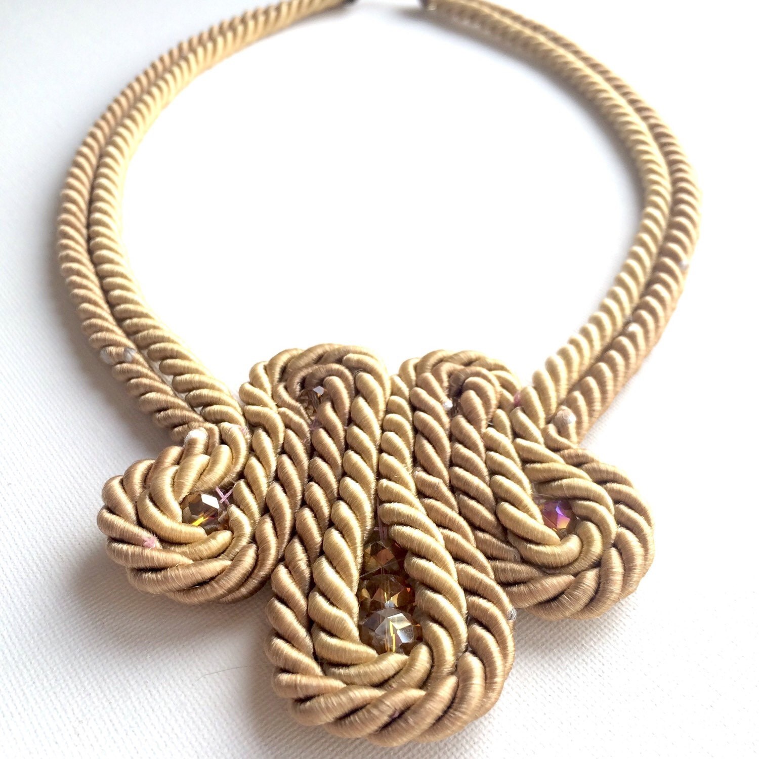 Light brown rope necklace Satin cord One of a kind jewelry
