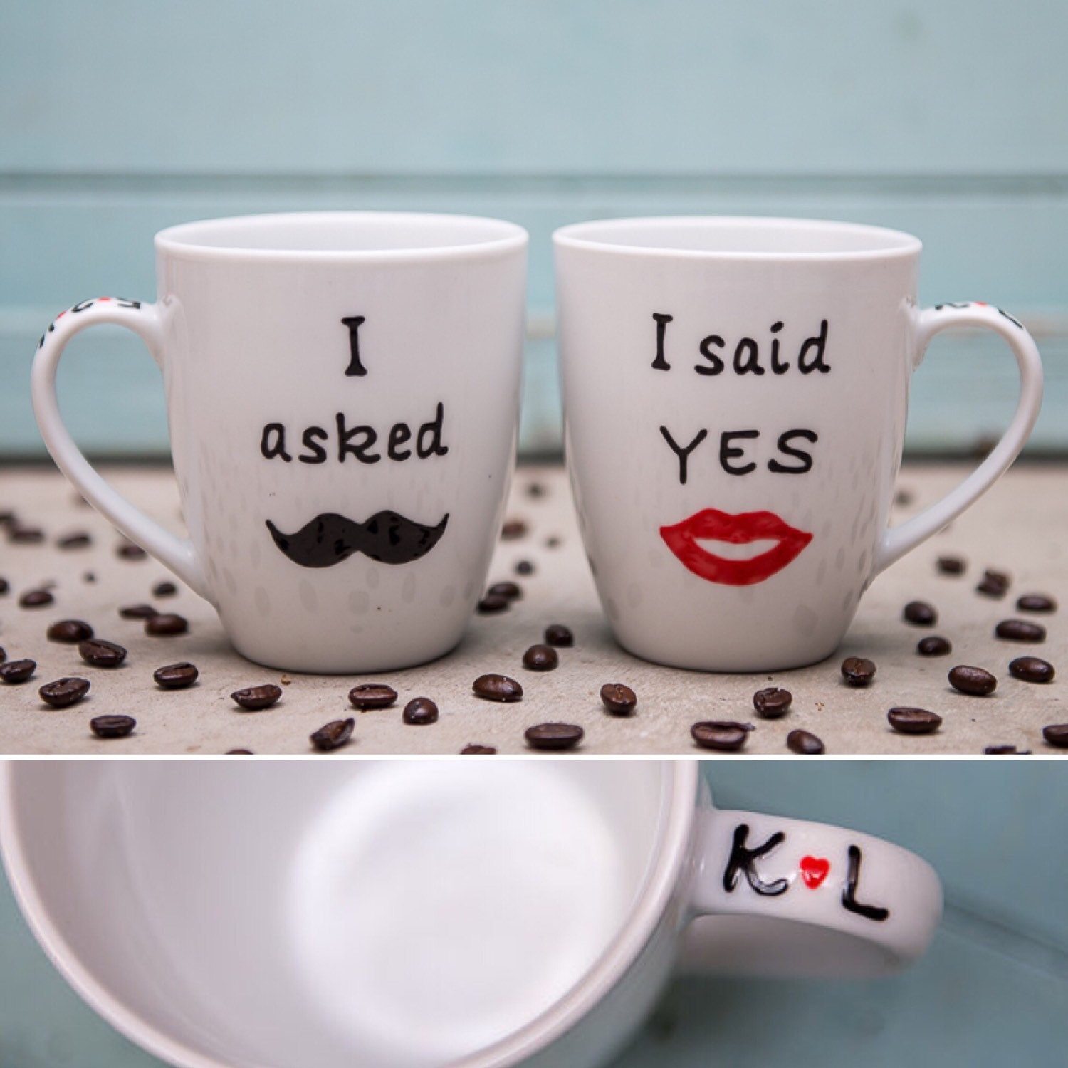 Personalised His And Hers Engagement Mugs By Claryce 