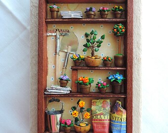 Handmade notebook with miniature garden, sketchbook, journal diary