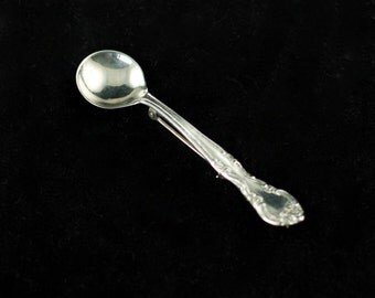 Antique Sterling Silver Salt Spoon Brooch Pin