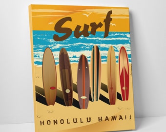 Surf Honolulu Hawaii Gallery Wrapped Canvas Print