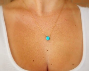 Turquoise Necklace - Turquoise Howlite - Dyed Magnesite - Gold Necklace - Bridesmaid Necklace - Minimalis Necklace - Gift for sister