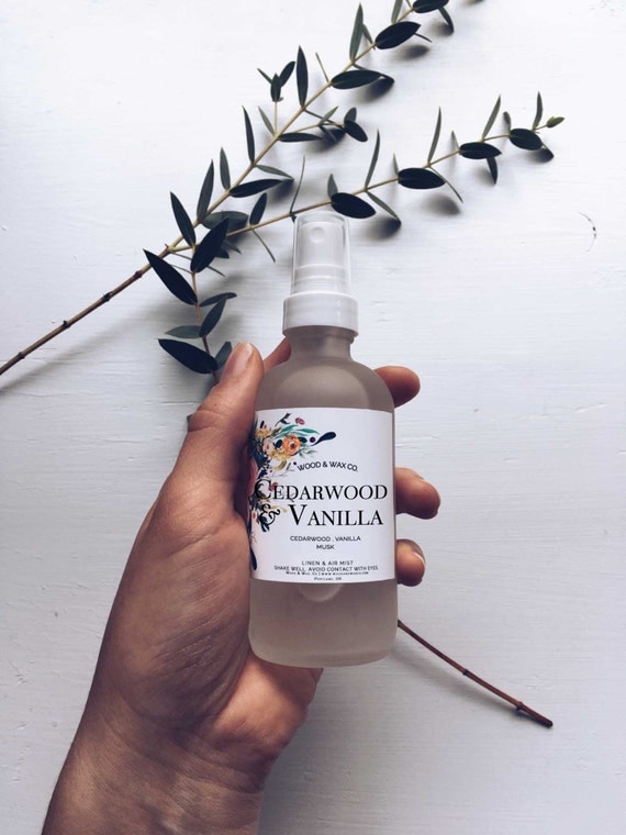 CEDARWOOD & VANILLA Linen Air Mist Room Spray by WoodAndWaxCo