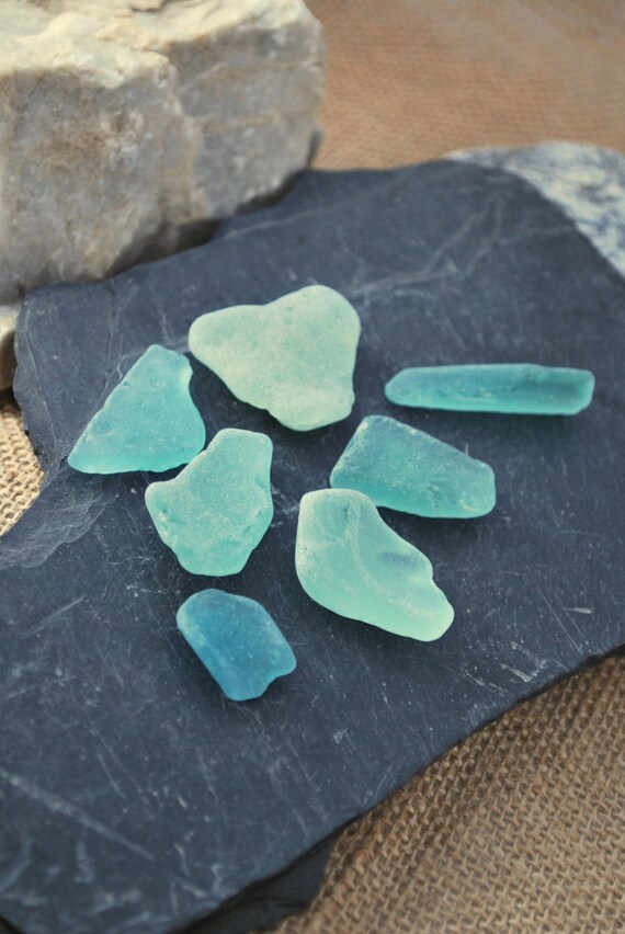 Blue light blue sea glass. Natural sea glass from by Estibela