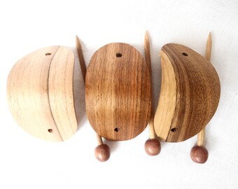 Set 3 pcs Brown Wooden Hair Wooden Hair Stick Clip