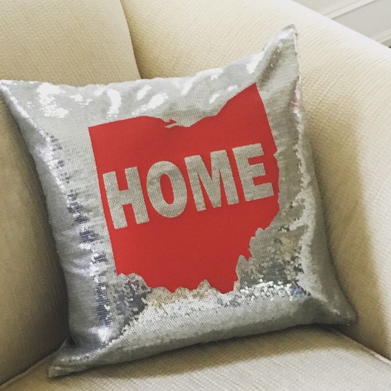 Ohio State Pillow Sequin Bling Decorative by PeachTeaMonograms