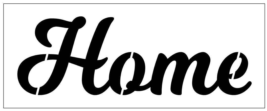 custom stencil 10x4 of word home in milkshake