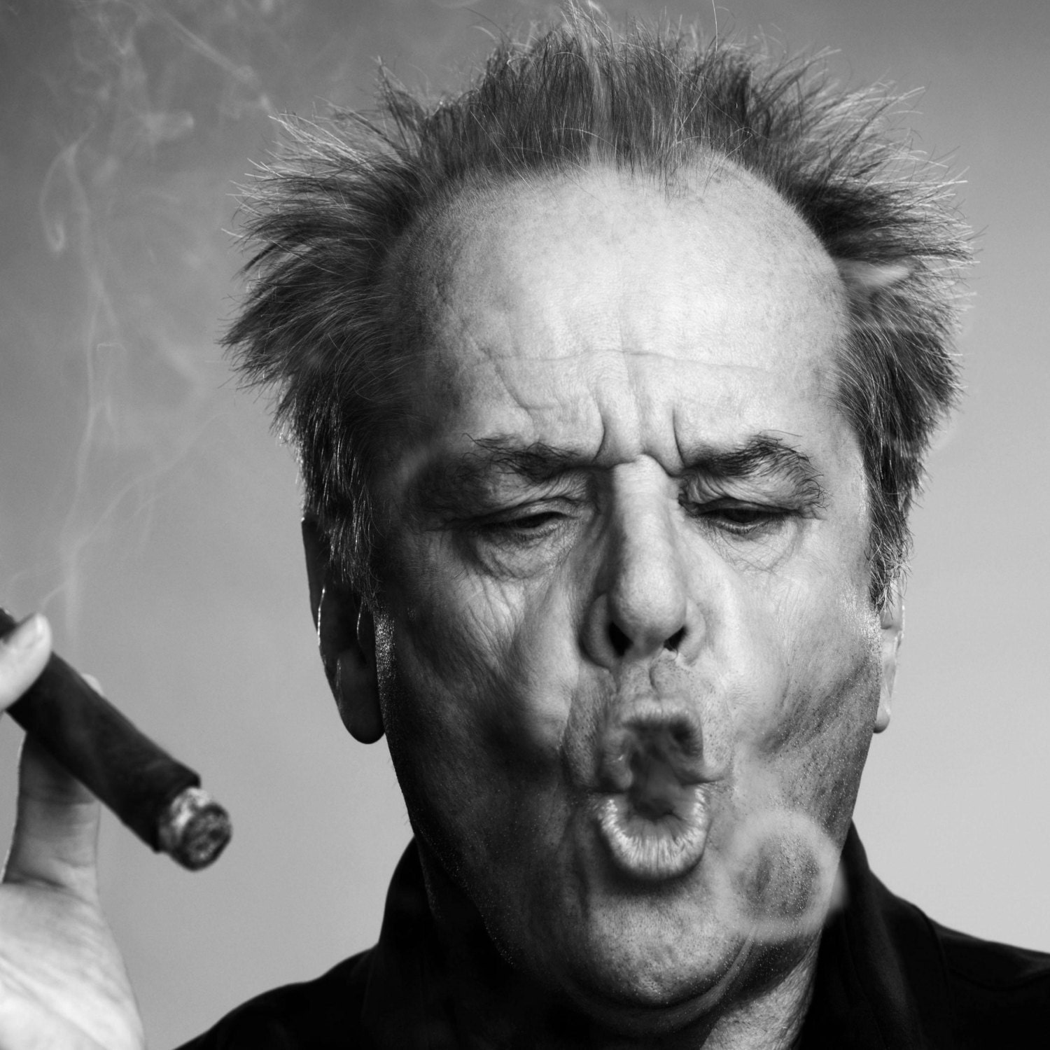 Jack Nicholson smoking a cigar Stretched Art by HKArtTrading