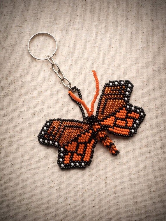 Monarch Butterfly Keychain Beaded