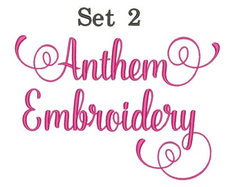 Anthem Script Embroidery Font Set 2 Machine Embroidery Monogram Font Designs 5 Size Bx Embroidery Fonts - INSTANT DOWNLOAD