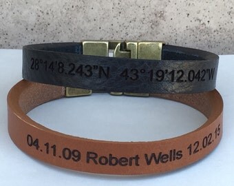 FREE SHIPPING-Bracelets for Men,Leather Bracelets for Men,Personalized bracelets for Men,Mens Jewelry,Bracelets for Him, Engraved Bracelets