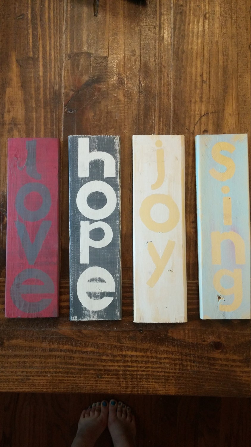 Set of 4 wall hanging signs lot 8 by loveLEEcrafter on Etsy