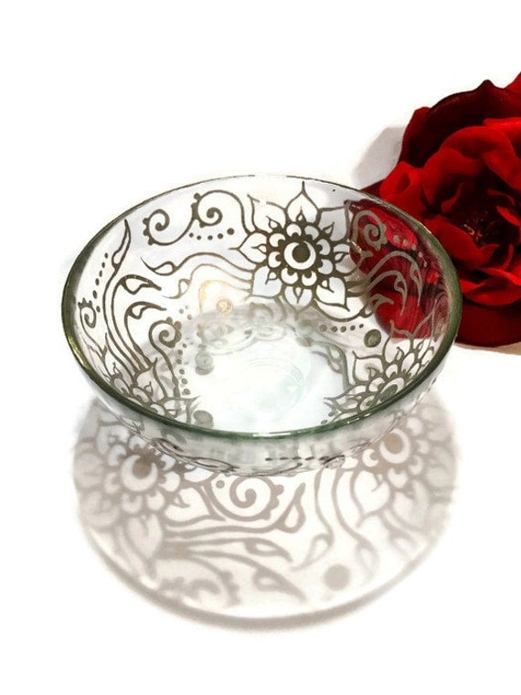 Glass Bowl Small Bowl Decorative Bowl Silver Bowl Decor