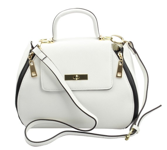 White Designer Office Bag White Leather Handbag White