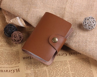 Hand Crafted Leather Card Case -Bussiness Card Holder - Leather Name Card Cover - Personalized Credit Card Case