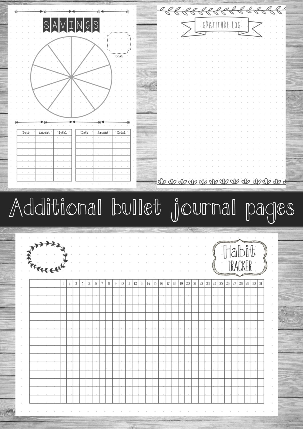 Printable Bullet Journal Pages A5 A4 US by ScatteredPapers1