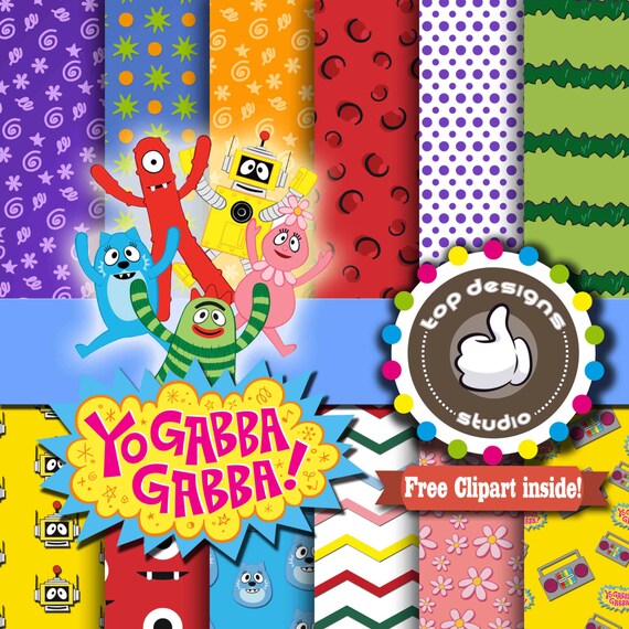 SALE Yo Gabba Gabba Digital Paper : Yo Gabba by Topdesignsstudio