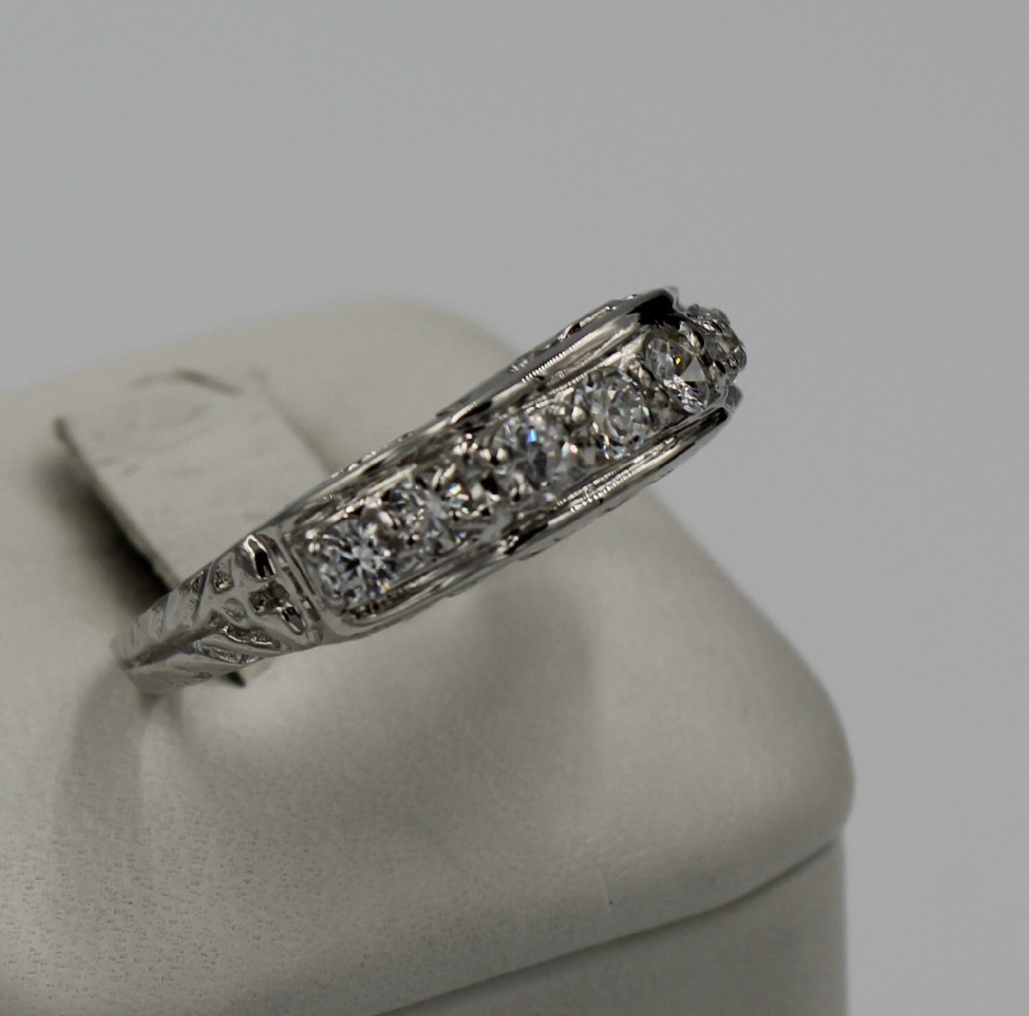 Bridge Ring 3mm CZ and Silver Ring Engraved by PlatinumClassics