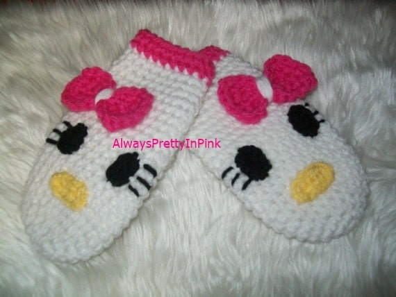 mittens crochet pattern kitty for hello Pattern PDF KITTY  Kids Crochet mittens   Mitten pattern HELLO