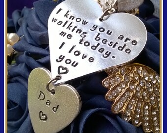 Personalised Memorial Bridal Bouquet Charm, YOU CHOOSE QUOTE & Names - Wedding Bouquet Charm, Bridal Memorial Charm