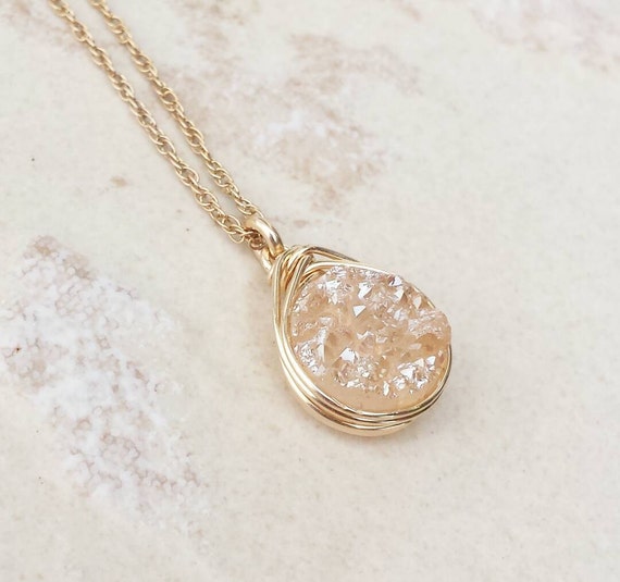 Druzy Pendant Necklace/Genuine Druzy/Druzy Jewelry/Layering