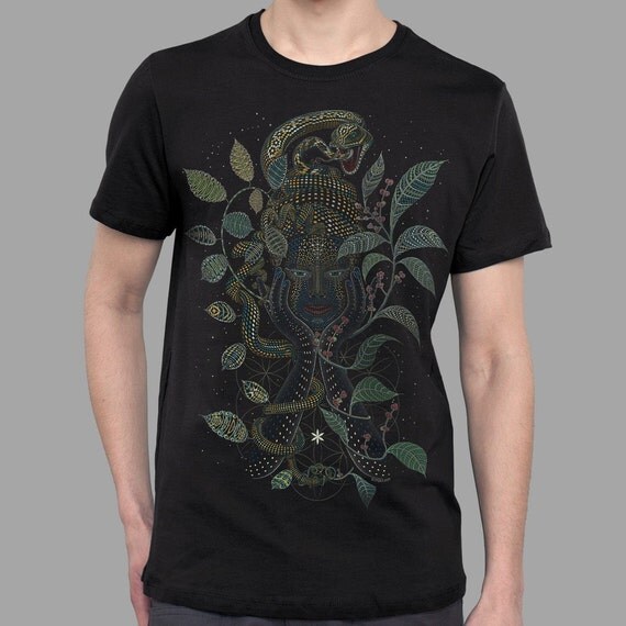 Ayahuasca Inspired Men T-shirt in Black DMT by symbolika on Etsy