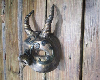 Masquerade mask, larp, medieval, horned mask, Mythological mask, masked ball, asymetrical design