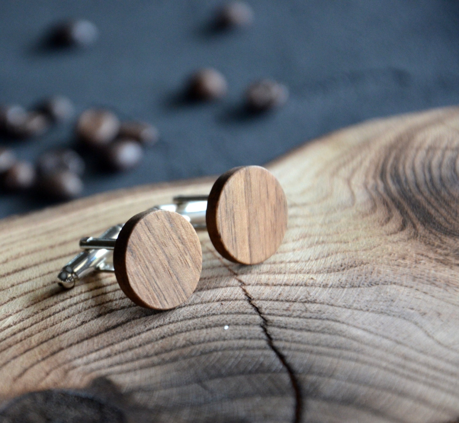 Fathers Day Gift Minimalist Rustic Mens Wooden Cufflinks