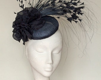 Navy Blue Fascinator Headpiece