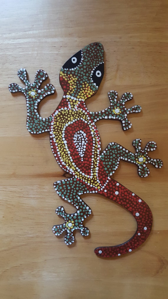 Lizard mdf animal paint/ dot art/ gecko/ by TCHandcrafts on Etsy