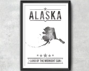 Alaska State Typography Print, Typography Poster, Alaska Poster, Alaska Art, Alaska Gift, Alaska Decor, Alaska Print, Alaska Love, Alaska
