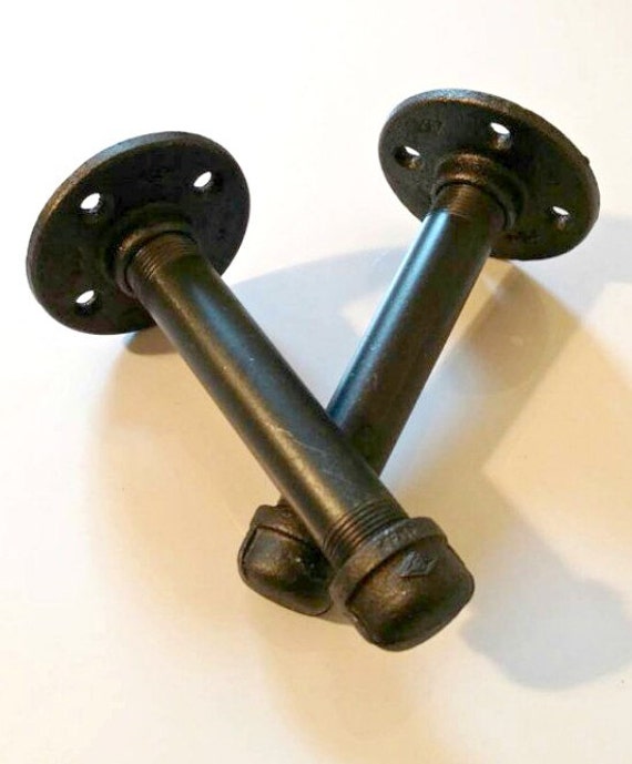 Industrial Pipe Shelf Brackets Set Iron Pipe by TwinOakRustics