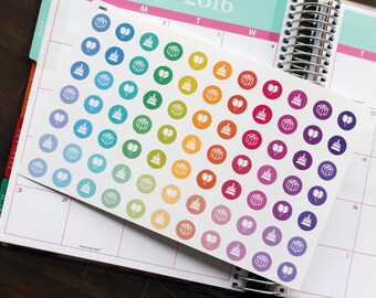 Birthday Planner Stickers Erin Condren Life Planner (ECLP) - 77 Birthday Dots Half Inch Stickers (#5003)